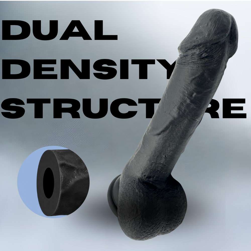 Realistic Silicone Dildo 22.0cm with Strong Suction Cup - Waterproof Sex Toy for Women, Couples, G Spot & Anal Play, Comes In 2 Colours incl Storage Pouch (Black, 22x4.4cm)