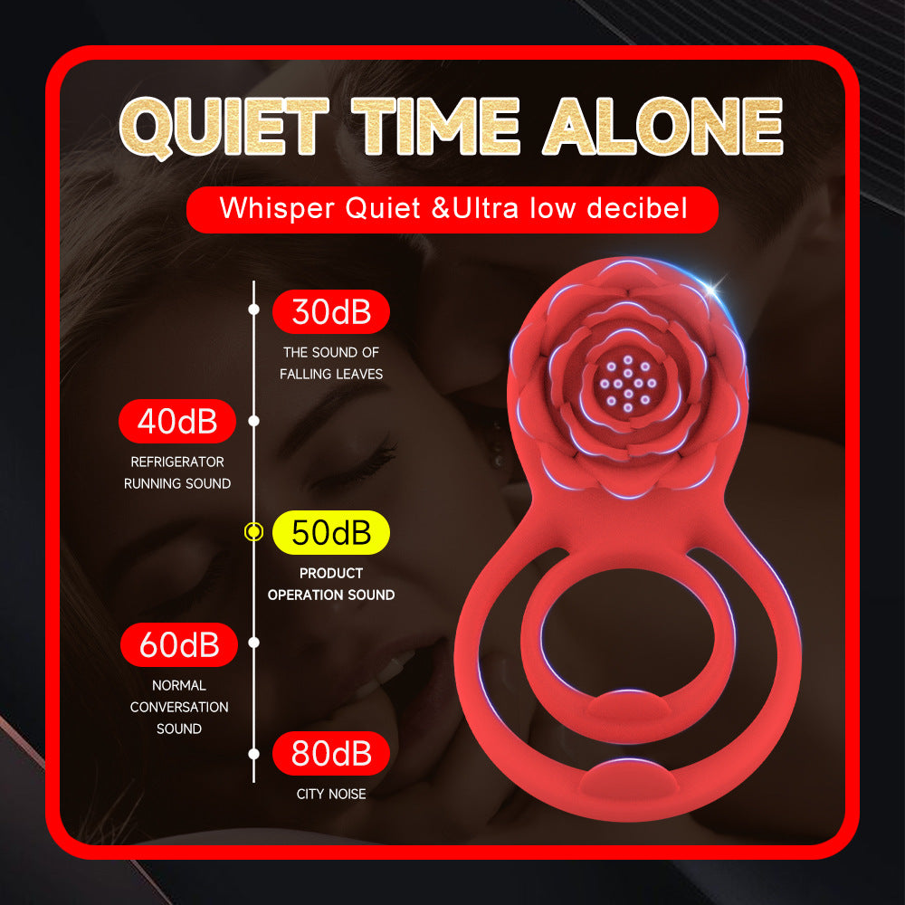 Vibrating Cock Ring with Rose Clitoral Stimulator, Remote Controlled