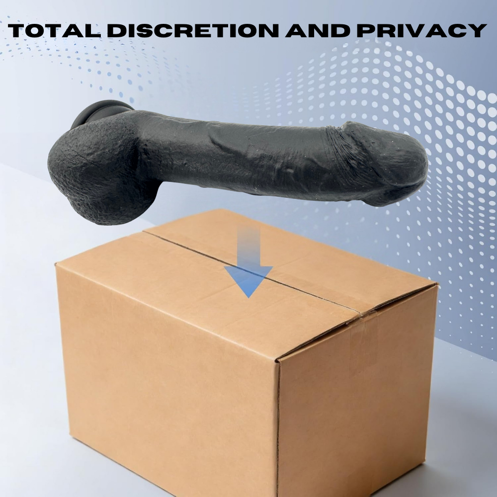 Realistic Silicone Dildo 22.0cm with Strong Suction Cup - Waterproof Sex Toy for Women, Couples, G Spot & Anal Play, Comes In 2 Colours incl Storage Pouch (Black, 22x4.4cm)