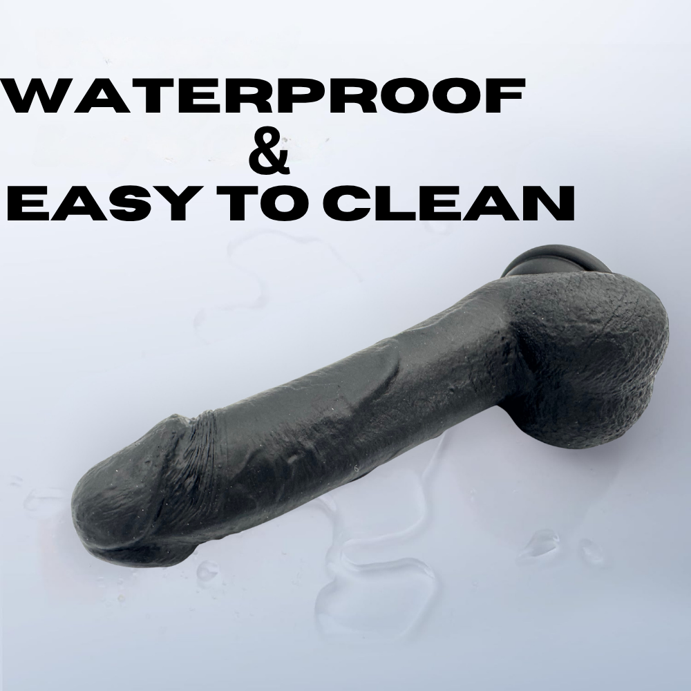 Realistic Silicone Dildo 22.0cm with Strong Suction Cup - Waterproof Sex Toy for Women, Couples, G Spot & Anal Play, Comes In 2 Colours incl Storage Pouch (Black, 22x4.4cm)