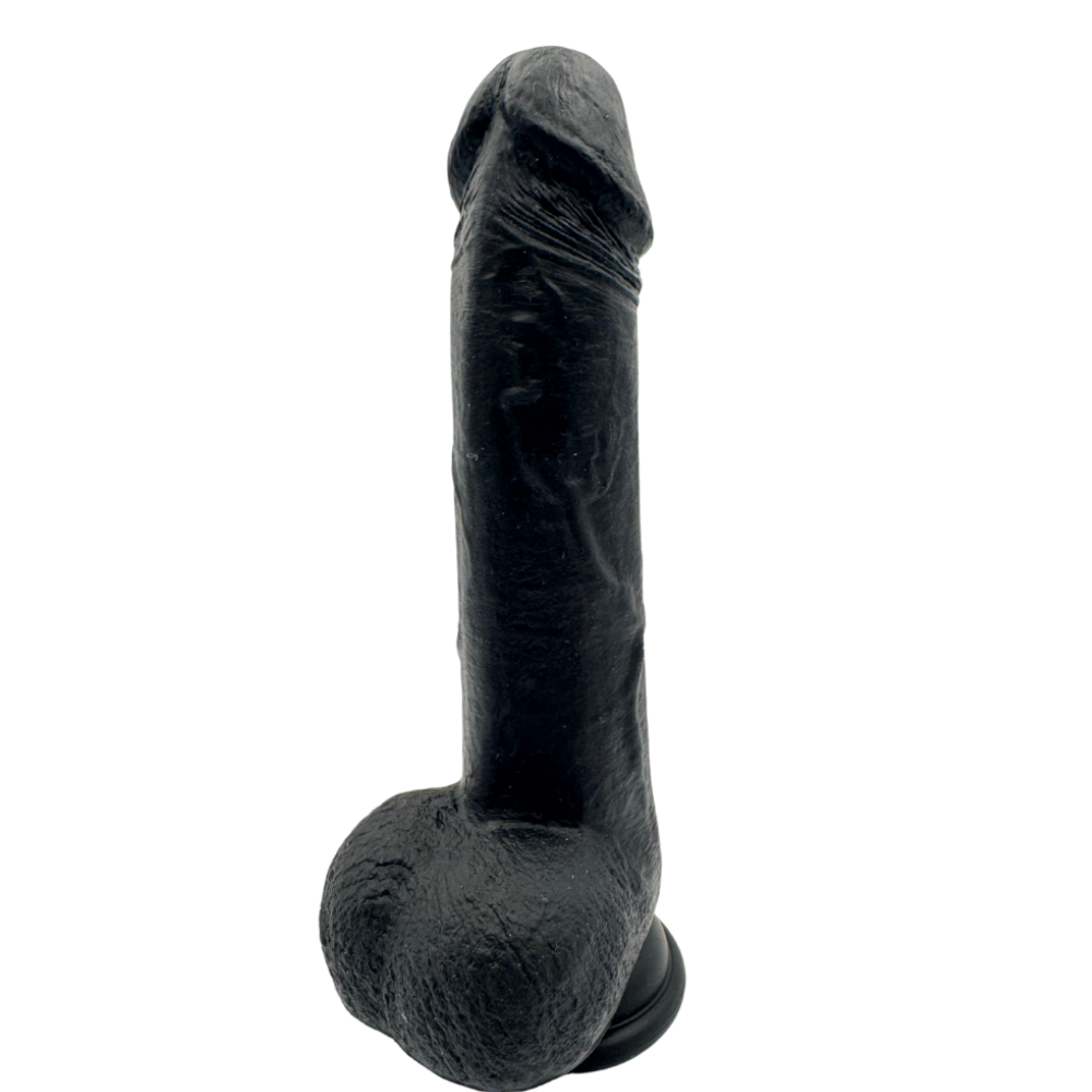 Realistic Silicone Dildo 22.0cm with Strong Suction Cup - Waterproof Sex Toy for Women, Couples, G Spot & Anal Play, Comes In 2 Colours incl Storage Pouch (Black, 22x4.4cm)