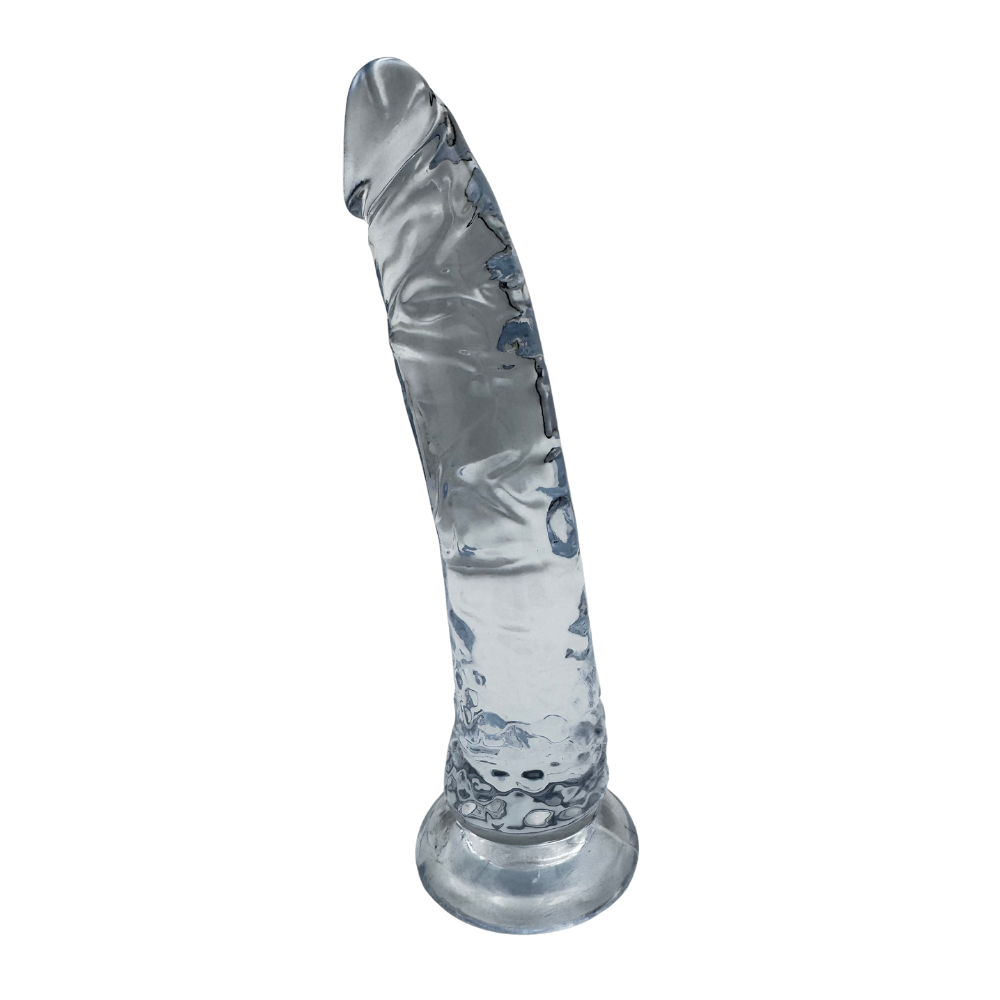 Plaisir CrystalCharm Clear Dildo - 20.5cm, Suction Cup, 180g, Soft Silicone, Easy Clean, Vaginal & Anal, Storage Pouch, Discreet (Clear)