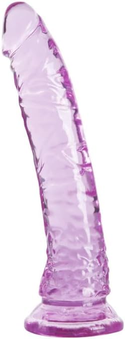Plaisir CrystalCharm Clear Dildo - 20.5cm, Suction Cup, 180g, Soft Silicone, Easy Clean, Vaginal & Anal, Storage Pouch, Discreet (Pink)