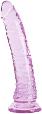 Plaisir CrystalCharm Clear Dildo - 20.5cm, Suction Cup, 180g, Soft Silicone, Easy Clean, Vaginal & Anal, Storage Pouch, Discreet (Pink)