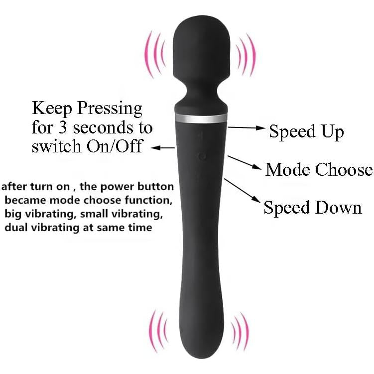 Plasir Waterproof Dual-Head Vibrator – 20 Vibration Modes, USB Rechargeable