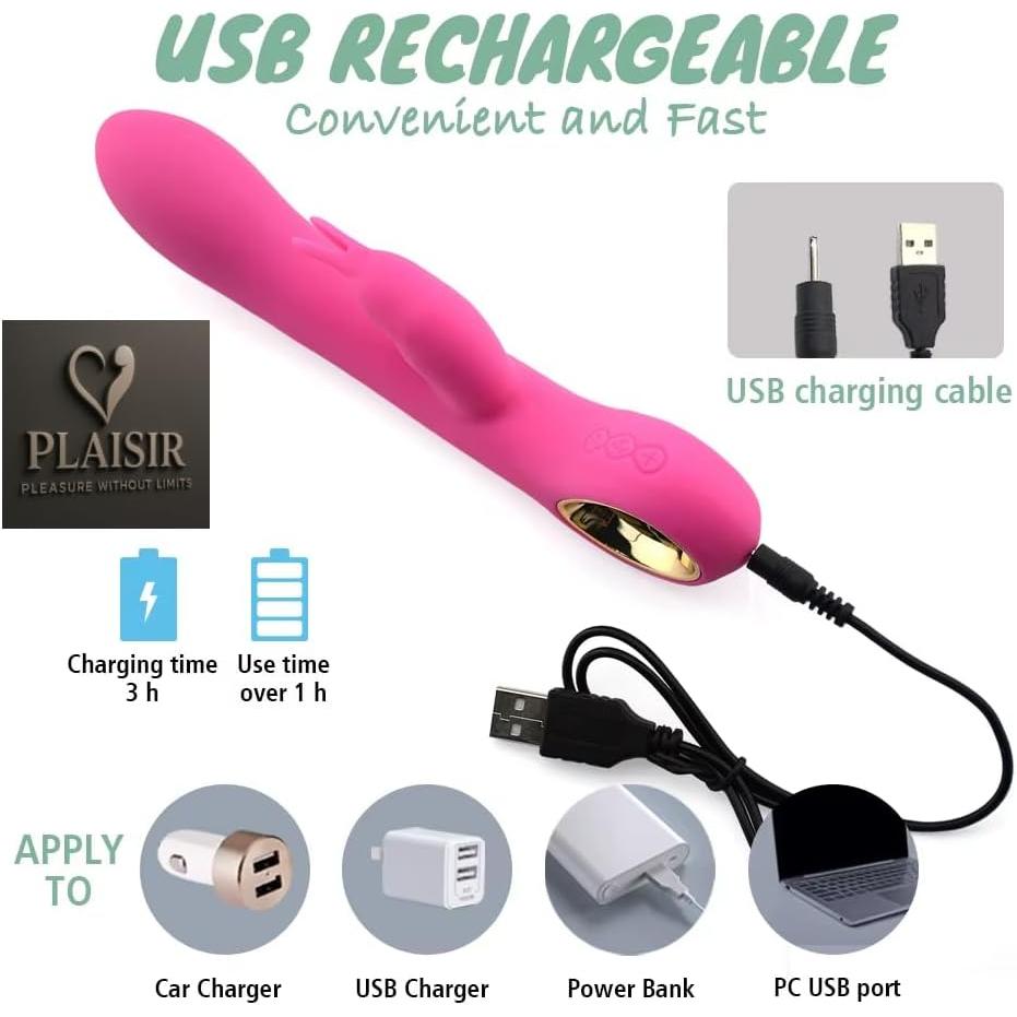 Plaisir Heated Rabbit Vibrator for Women with 10 Vibration modes and 5 speeds