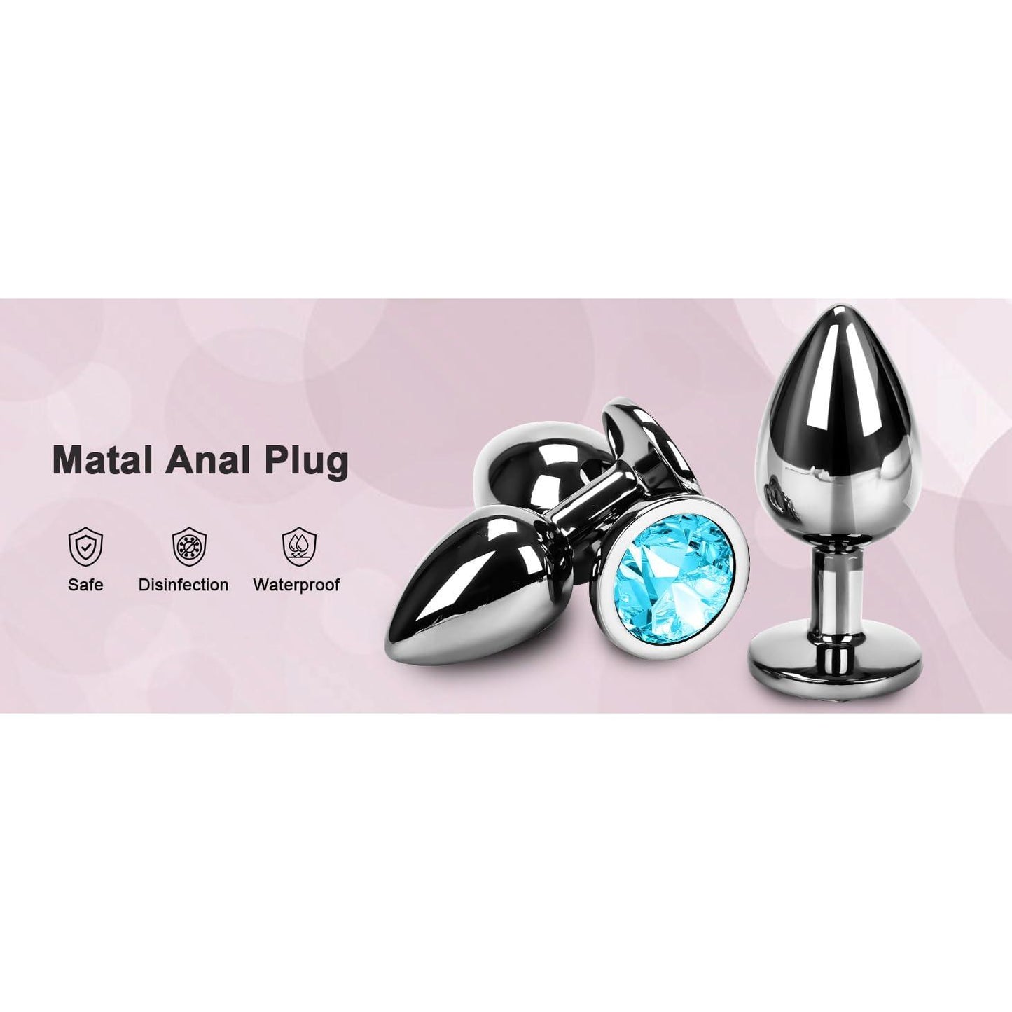 Plaisir Heart Jeweled Butt Plug Set - 3 Piece Stainless Steel Anal Trainer Kit with Heart Shaped Gem