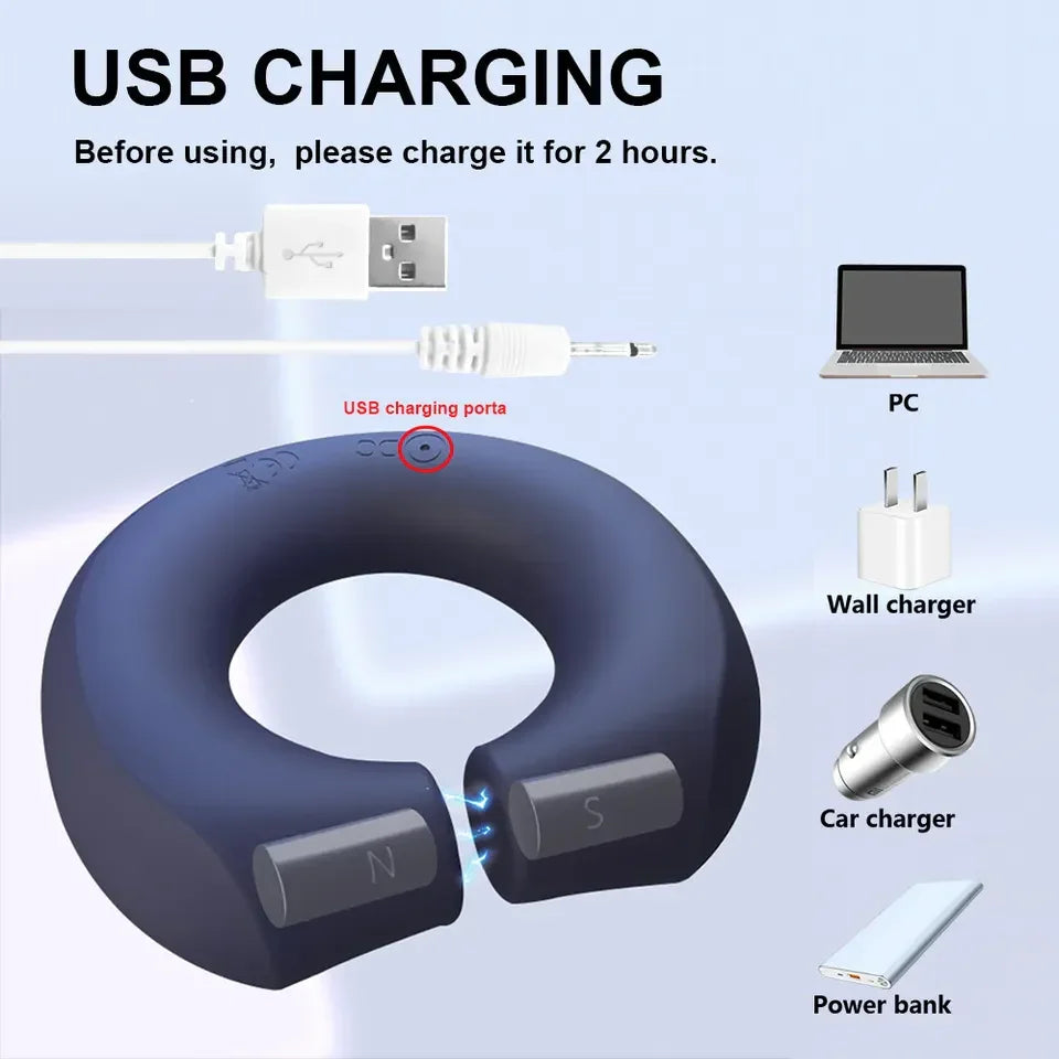 Magnetic Adjustable Cock Ring with 10 Vibration Modes including Remote
