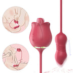 Rose Vibrator for Women with Tongue Licking & Thrusting Dildo - 4-in-1 Remote Control