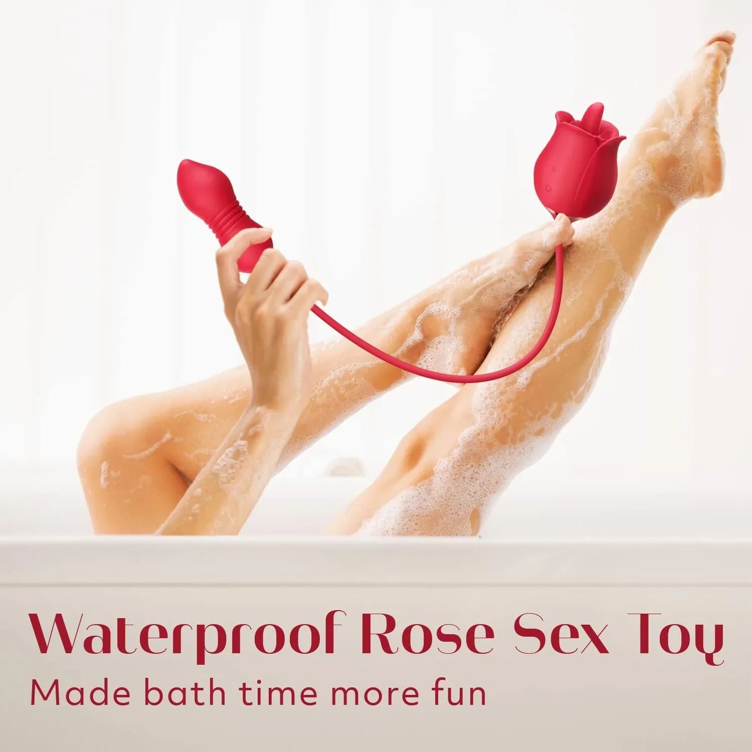 Rose Vibrator for Women with Tongue Licking & Thrusting Dildo - 4-in-1 Remote Control