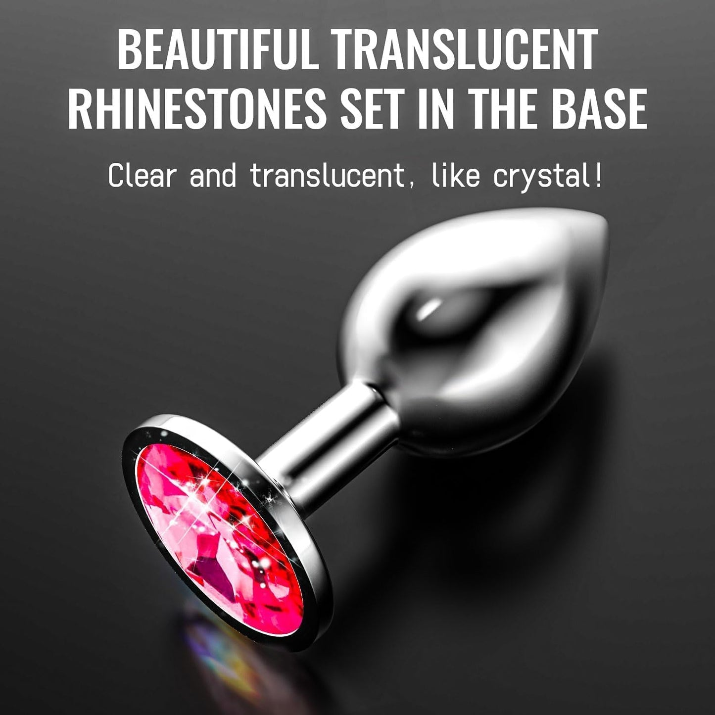 Plaisir Jeweled Butt Plug Set - 3 Piece Stainless Steel Anal Trainer Kit with Round Shaped Gem