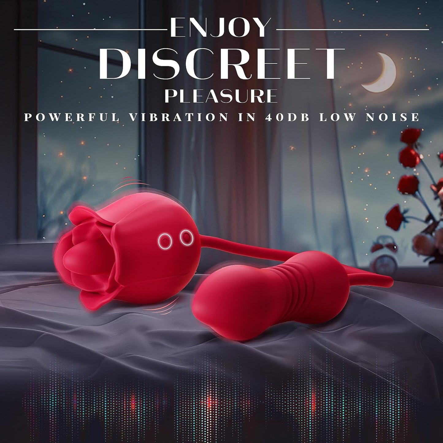 Rose Vibrator for Women with Tongue Licking & Thrusting Dildo - 4-in-1 Remote Control