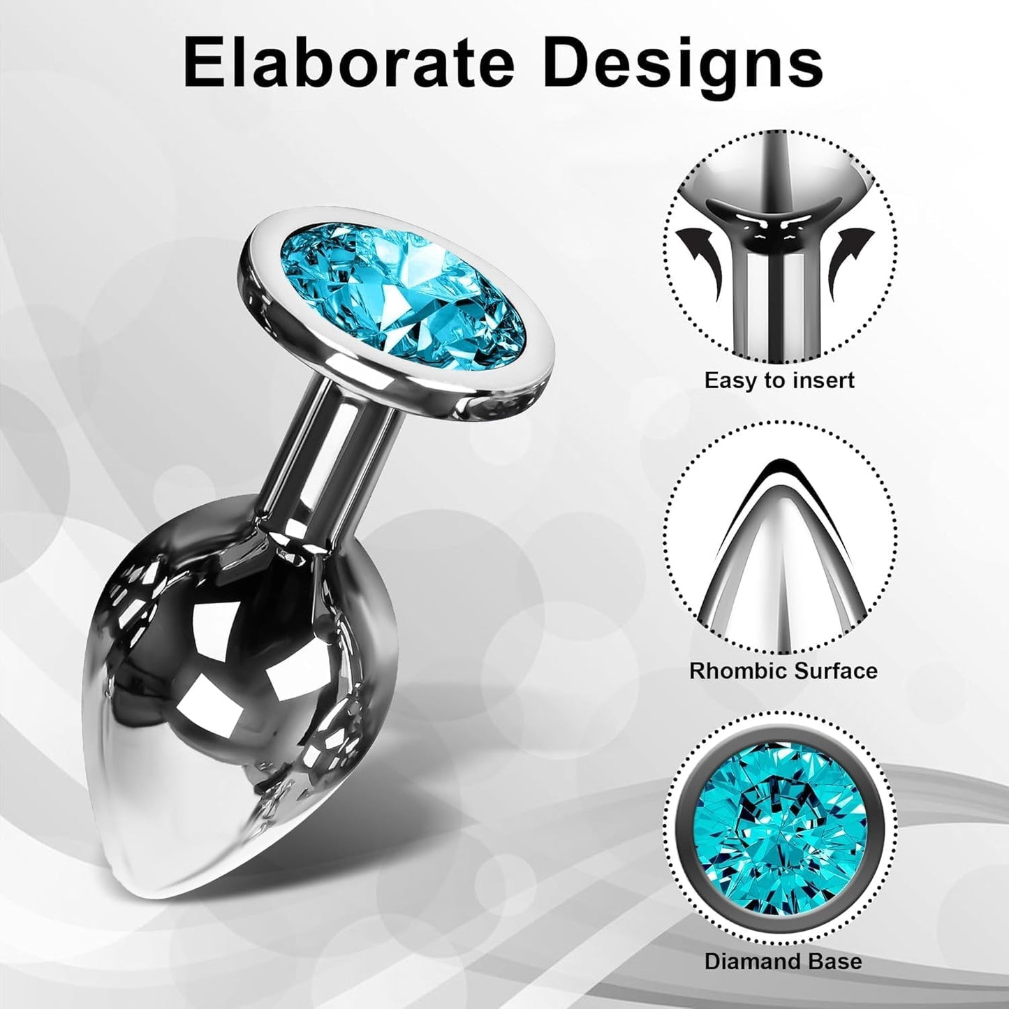 Plaisir Heart Jeweled Butt Plug Set - 3 Piece Stainless Steel Anal Trainer Kit with Heart Shaped Gem