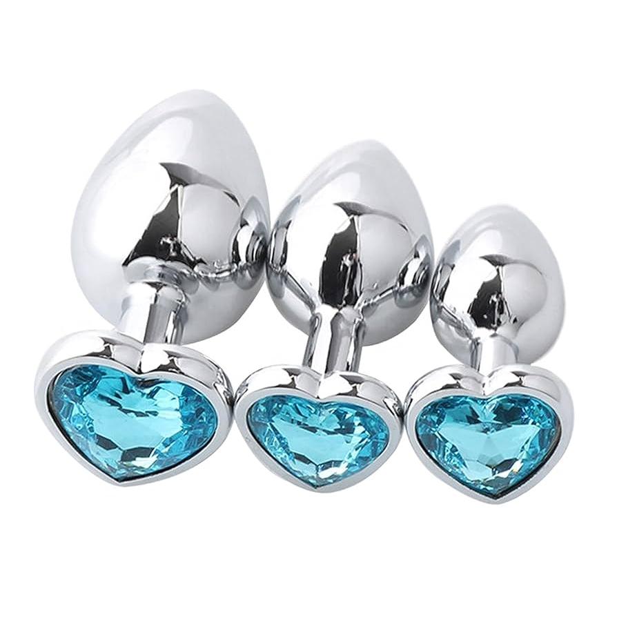 Plaisir Heart Jeweled Butt Plug Set - 3 Piece Stainless Steel Anal Trainer Kit with Heart Shaped Gem