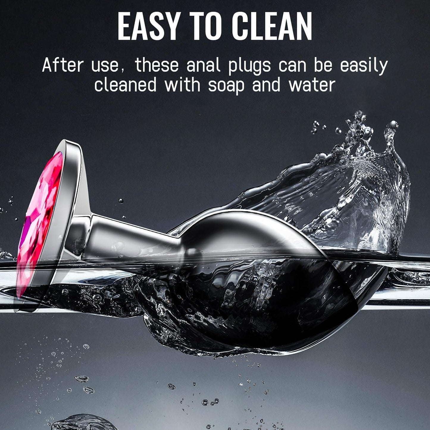 Plaisir Jeweled Butt Plug Set - 3 Piece Stainless Steel Anal Trainer Kit with Round Shaped Gem