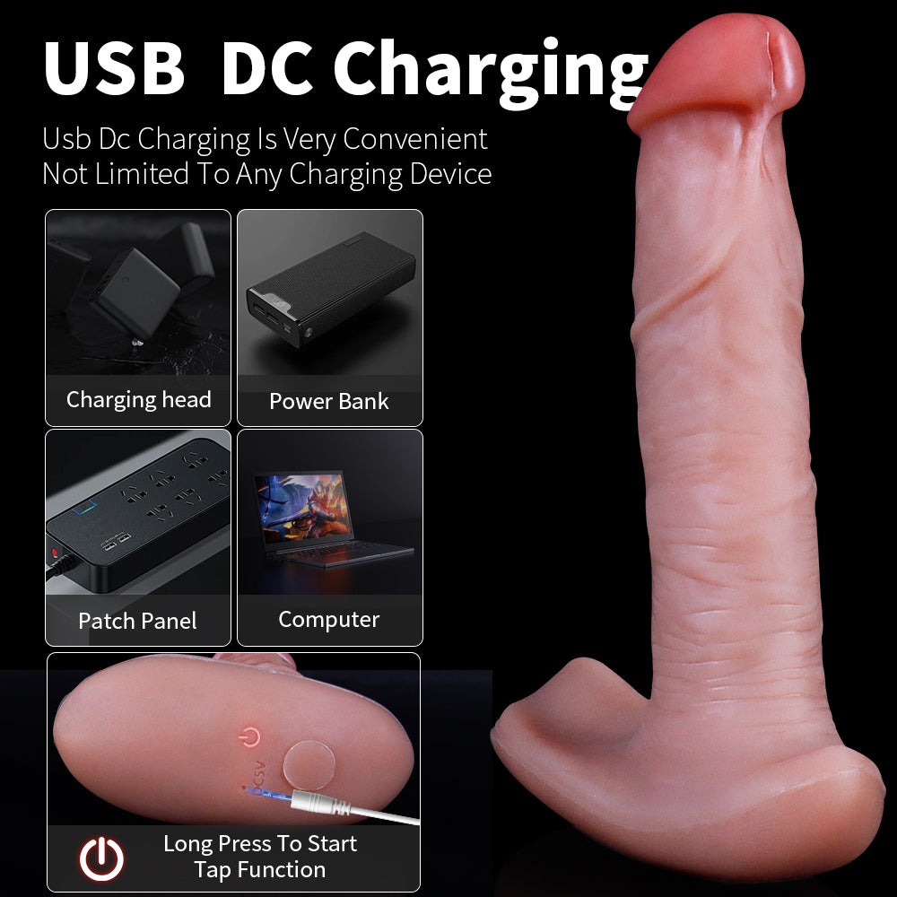 15.2 cm Thrusting, heating,  Panty Wearable Handheld Penis with 3 Thrusting & 10 Vibrating Modes, Soft Silicone Dildo