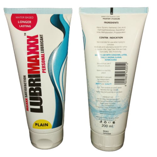Lubrimaxxx Natural Water-Based Lube, front and back