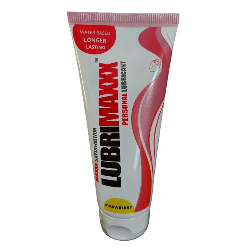 Lubrimaxxx Strawberry Water-Based Lube, front label