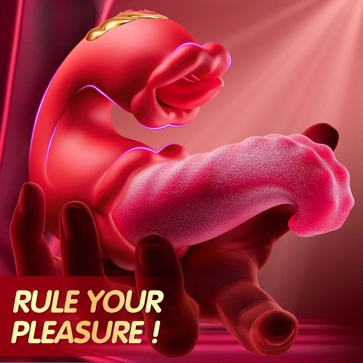 Rose Toy Vibrator for Women - Tongue Licking Clitoral Stimulator & Thrusting G Spot Dildo with 10 Modes
